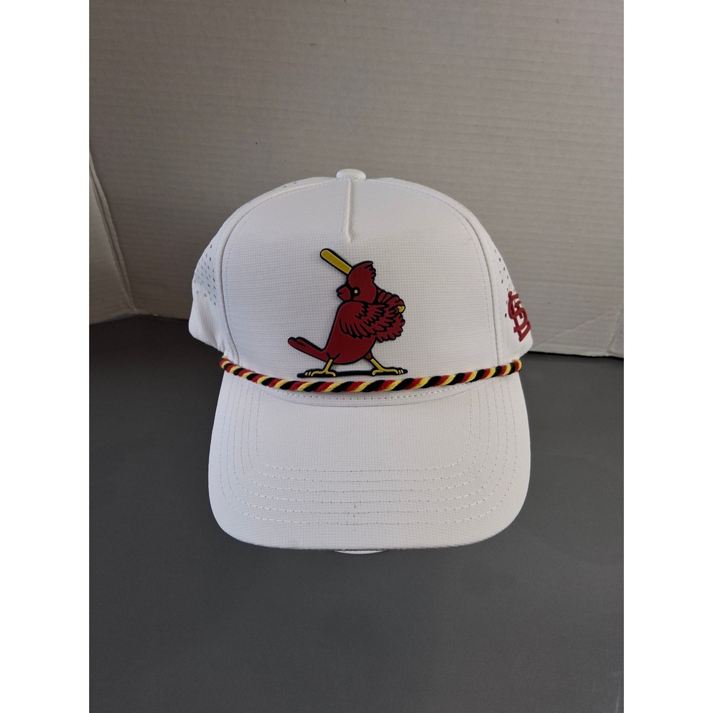 St Louis Cardinals White Perforated Rope Snapback Hat Bayer Logo Golf Cap Mens